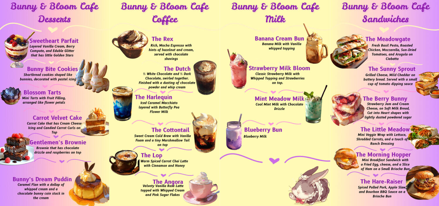Bunny & Bloom Menu